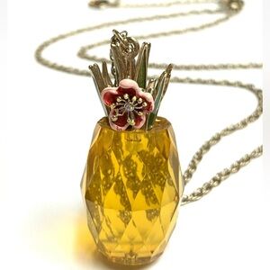 Betsey Johnson Tropical Punch Pineapple Gold Tone With Glass Stones Necklace